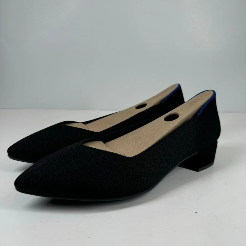 Rothy's The High Point Women's US 10 Black Knit Pointed-Toe Block Heel Pumps